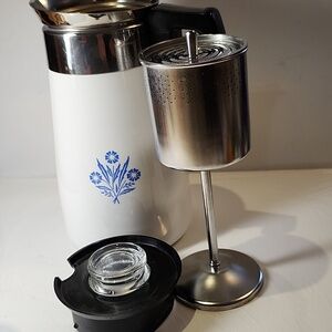 Vintage corningware blue cornflower percolator 9cup  pot